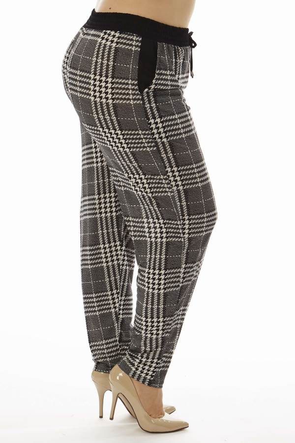 Grey Plaid Print Plus Size Soft Pants