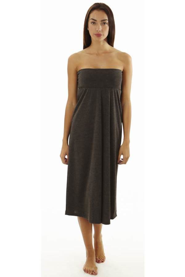 Fitted Waist Charcoal Maxi Dress