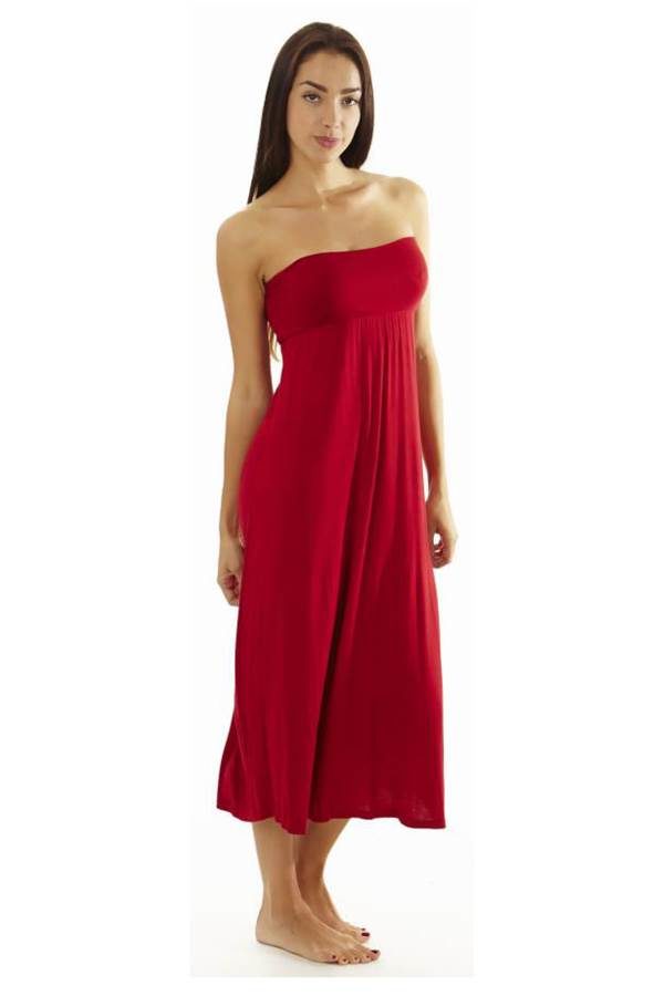 Fitted Waist Red Maxi Dress