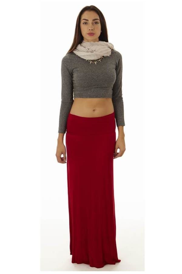 Fitted Waist Red Maxi Dress