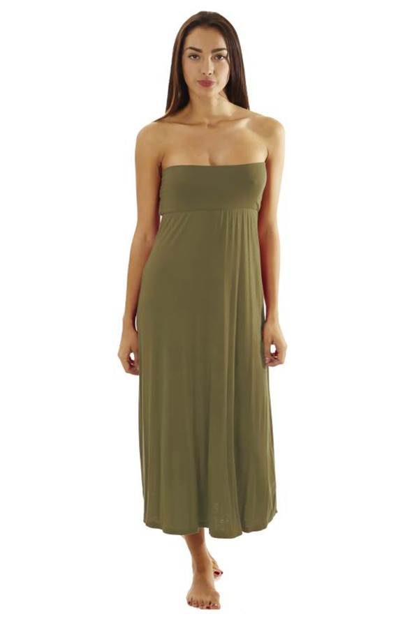 Fitted Waist Taupe Maxi Dress