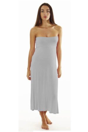 Fitted Waist Silver Maxi Dress