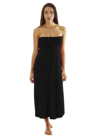 Fitted Waist Black Maxi Dress