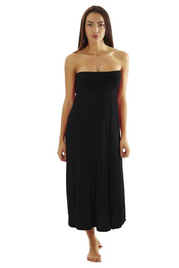Fitted Waist Black Maxi Dress