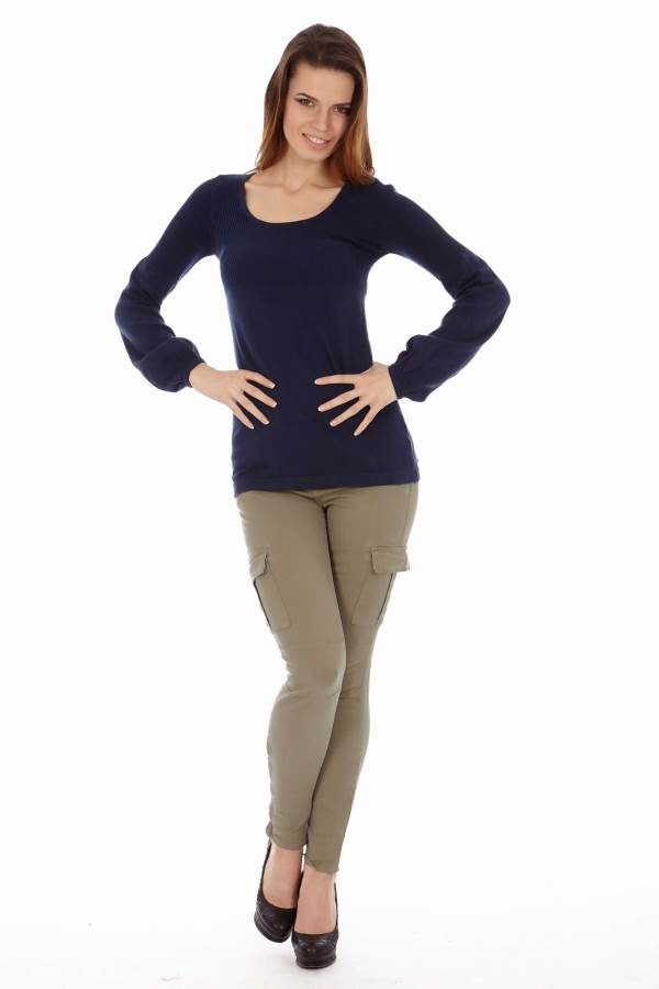 Navy Puffy bell Long SleeveTop