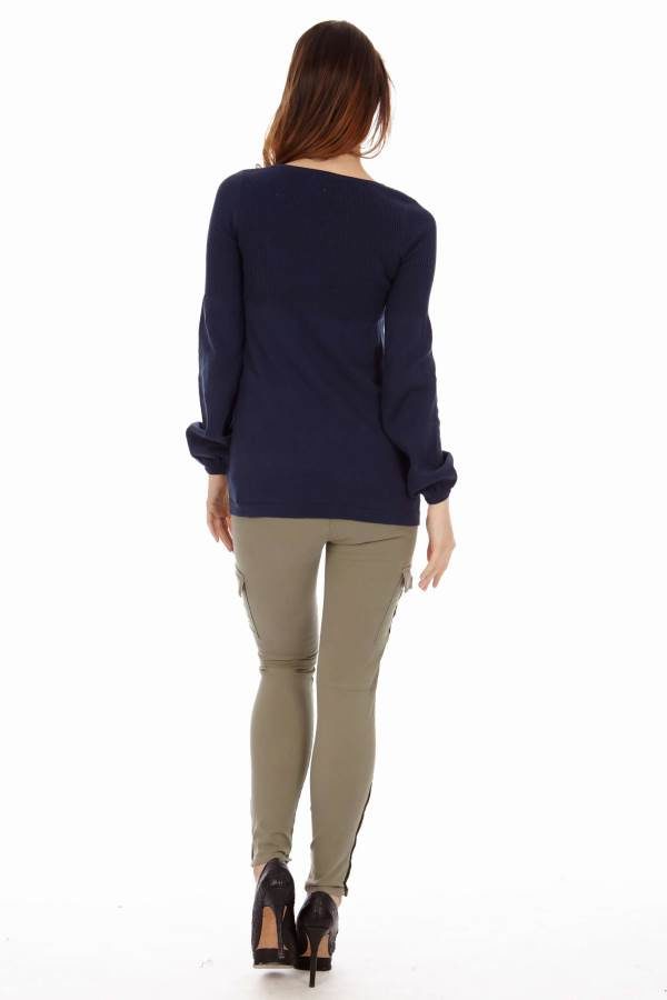 Navy Puffy bell Long SleeveTop