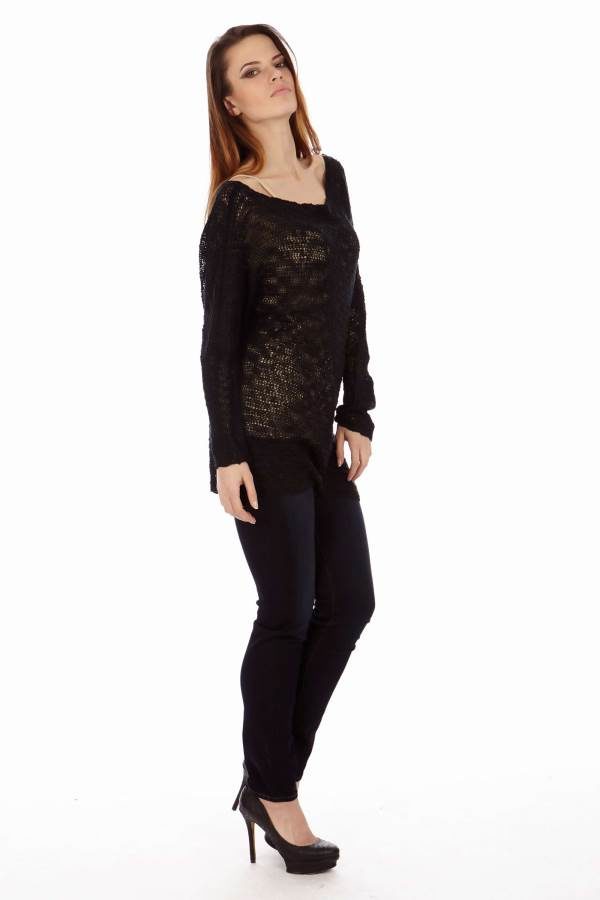 Black Knit Long Sleeve Top