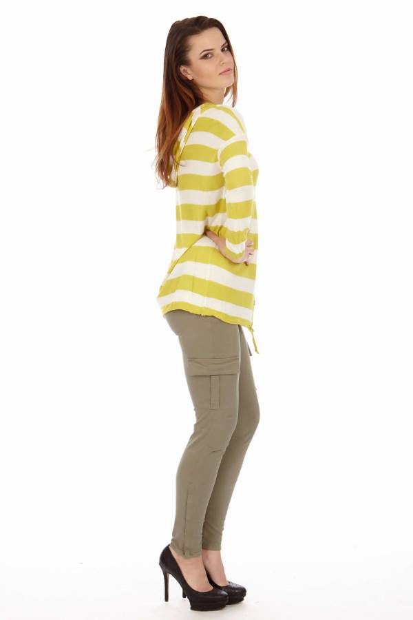 Yellow & White Stripe Hoodie Cardigan