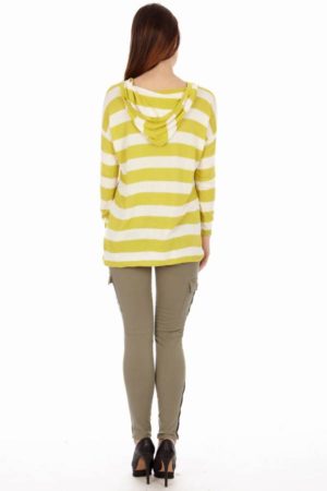 Yellow & White Stripe Hoodie Cardigan