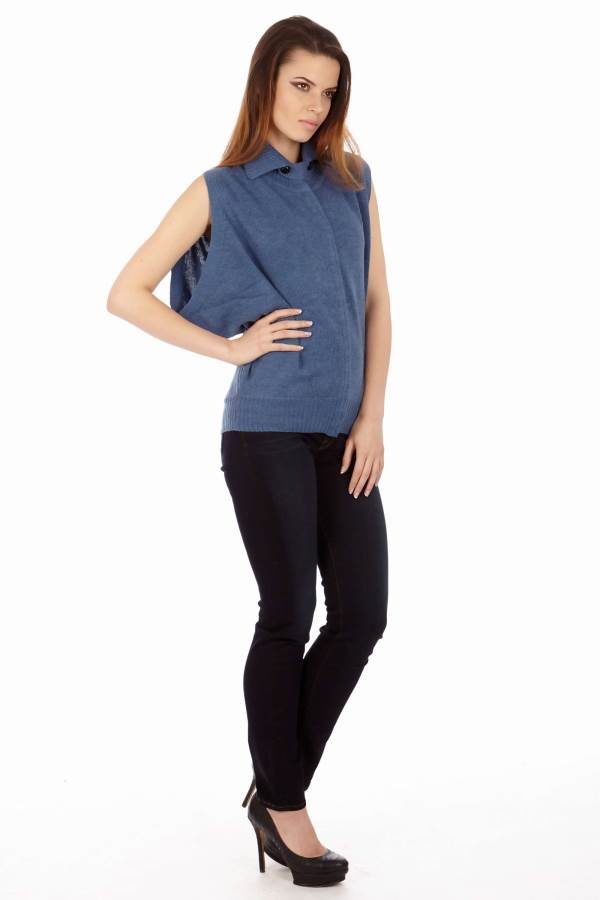 Midnight Navy Collar-Neck Vest