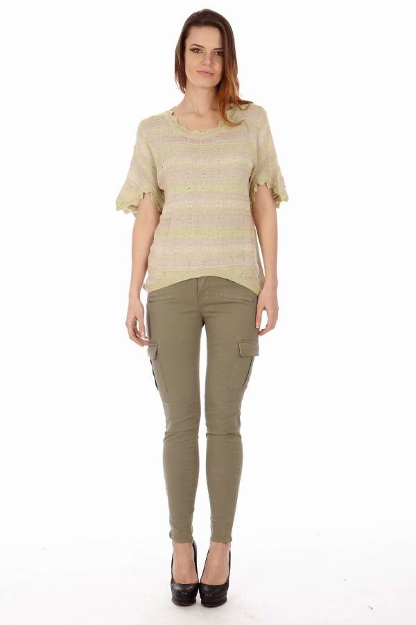 Dolly Striped Light Green Knit Top