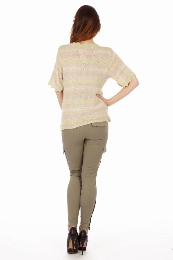 Dolly Striped Light Green Knit Top
