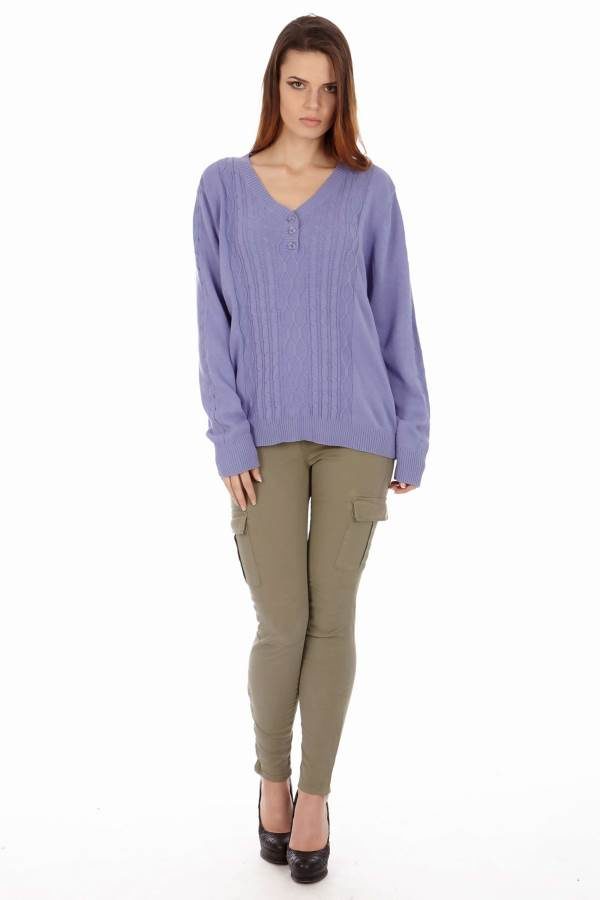 Vintage Knit Lilac V-Neck Sweatshirt