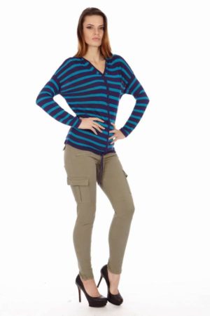 Black & Royal Stripe Hoodie Cardigan