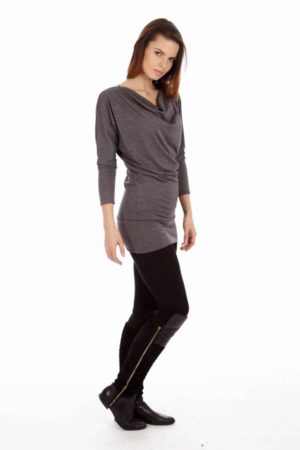 Dark Grey Cowl Neck Dress