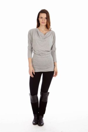 Light Grey Cowl Neck Dress