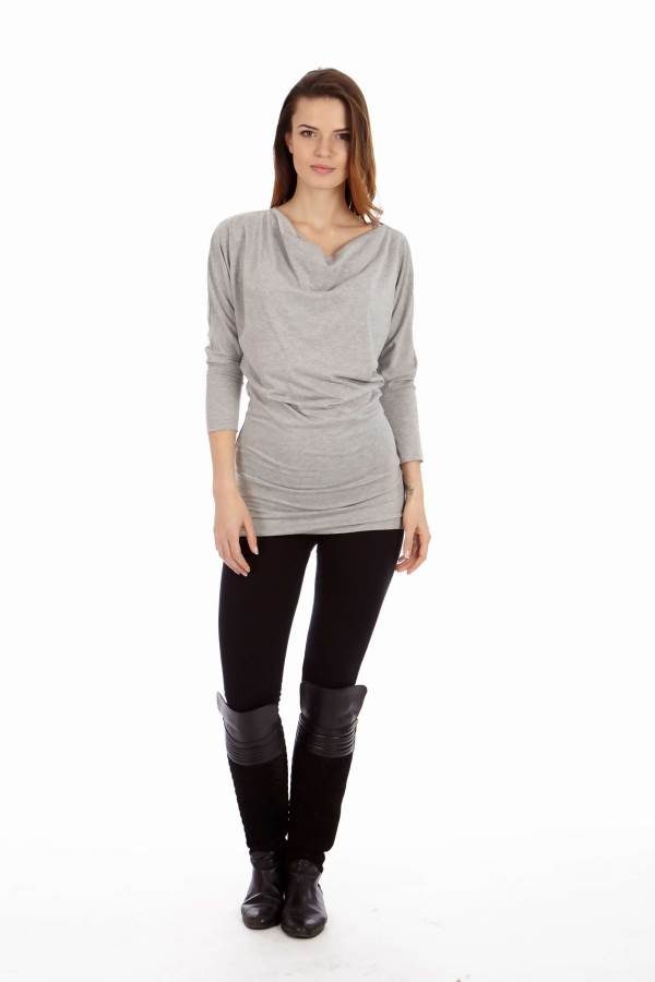 Light Grey Cowl Neck Dress