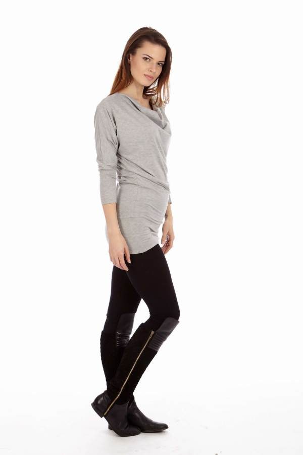 Light Grey Cowl Neck Dress