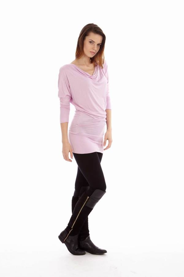 Pink Cowl Neck Dress