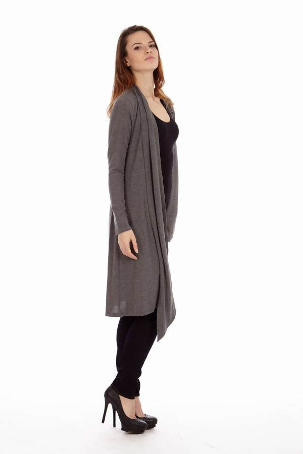 Dark Grey Drape Cardigan