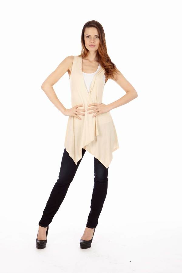 Cream Sleeveless Cardigan