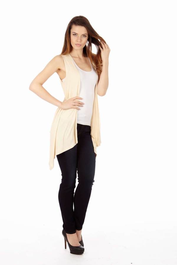 Cream Sleeveless Cardigan