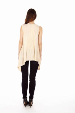 Cream Sleeveless Cardigan