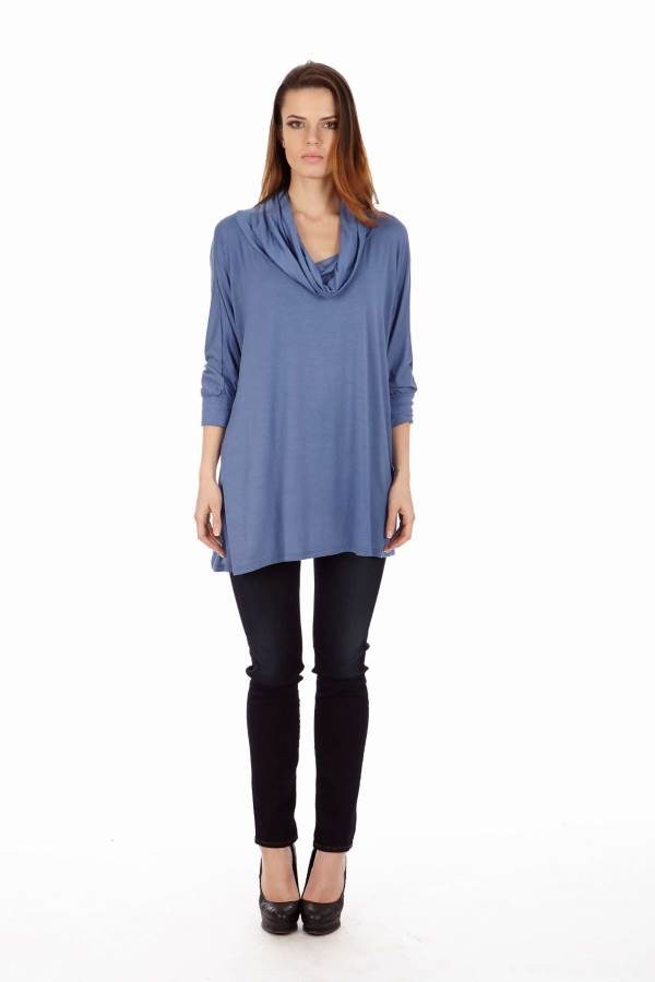 Denim Colored Long Sleeve Tunic