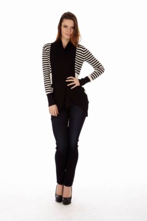Black Stripe Pocket Cardigan