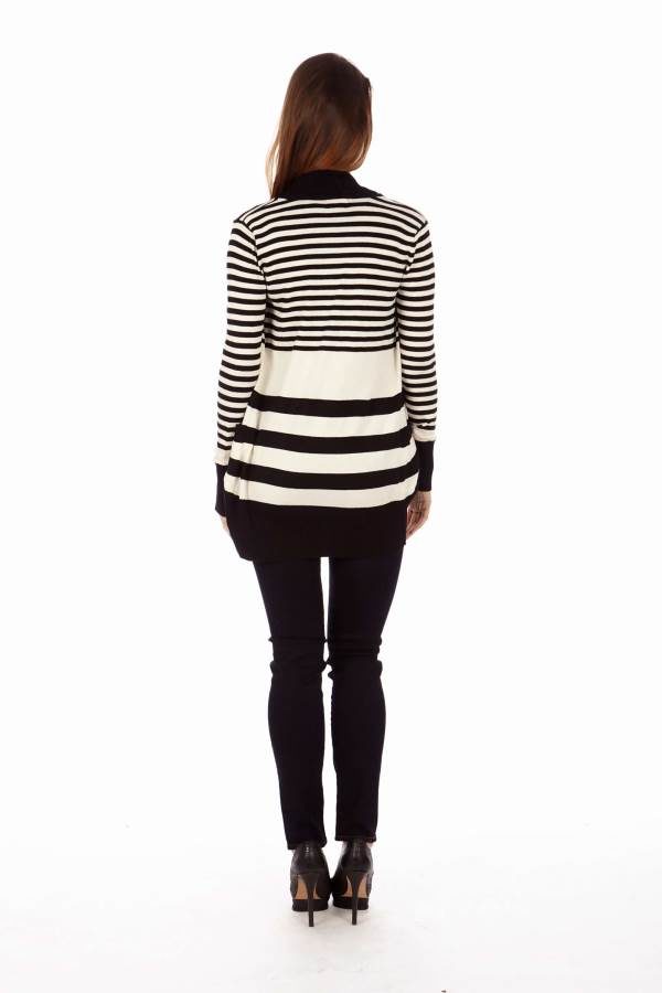 Black Stripe Pocket Cardigan