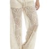Cream Wide Leg Crochet Beach Pants