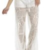 White Wide Leg Crochet Pants