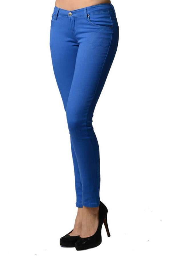 Royal Blue Colored Denim Skinny Jeans