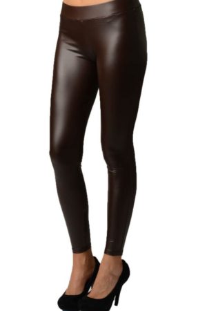 Dark Brown Leather Leggings