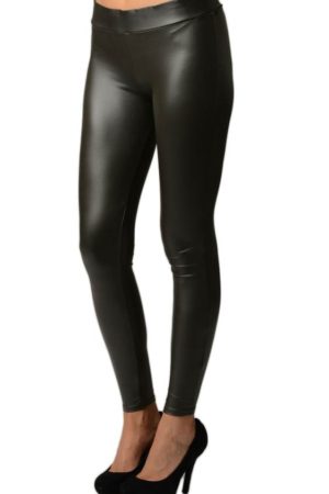 Dark Grey Leather Leggings