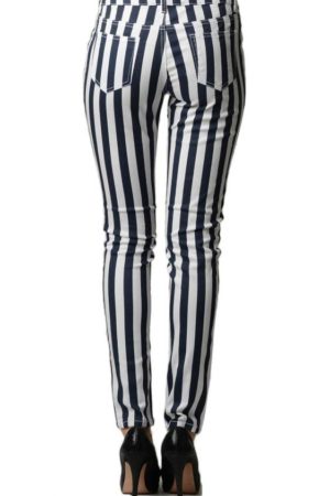 Striped Navy and White Skinny Jeans back