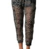 Grey Leopard Print Chiffon Harem Pants