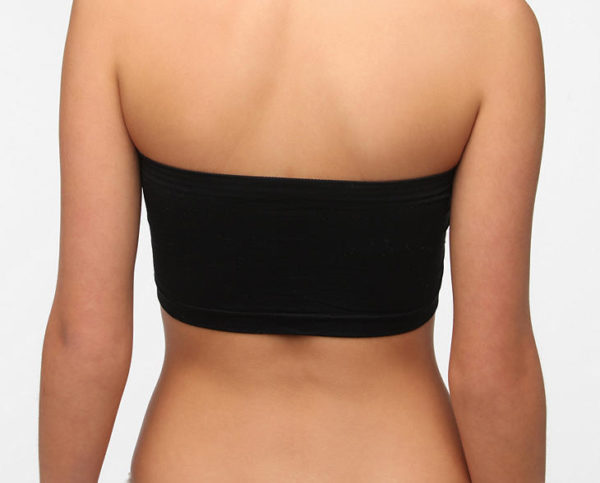 Seamless Ruched Bandeau Plus Size Black Bra