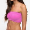 Seamless Ruched Bandeau Pink Plus Size Bra