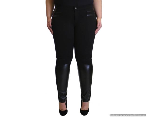 Plus-Size Trim Leather Jeggings