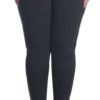 Grey Leather Panel Plus Size Leggings