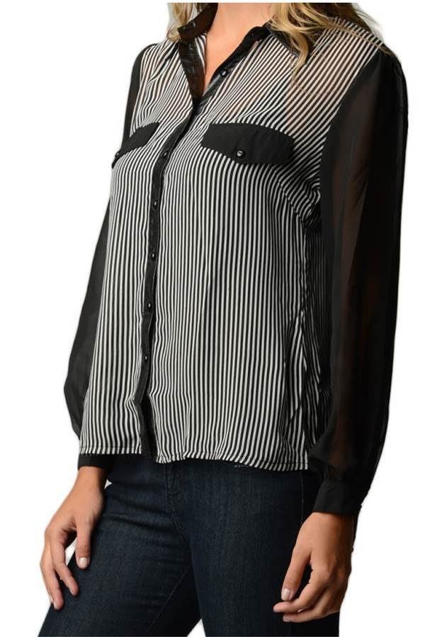 Striped Chiffon Shirt