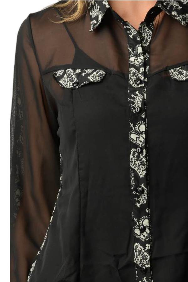 Crown Printed Chiffon Shirt