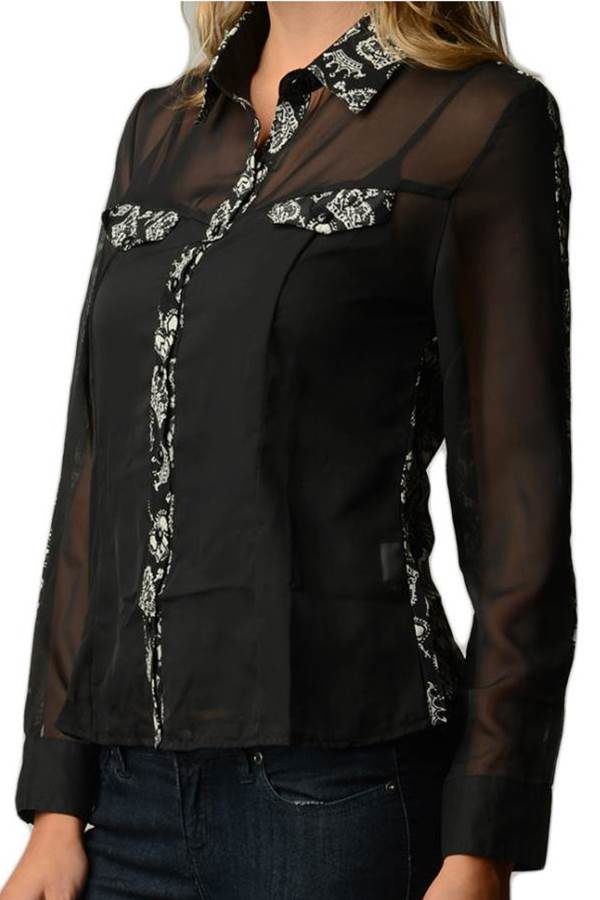 Crown Printed Chiffon Shirt