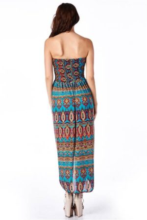 Bohemian Print Strapless Dress