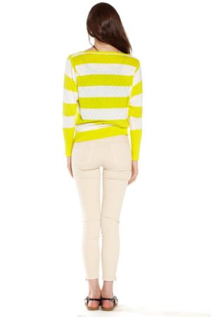 Yellow Stripe Pointelle Sweater