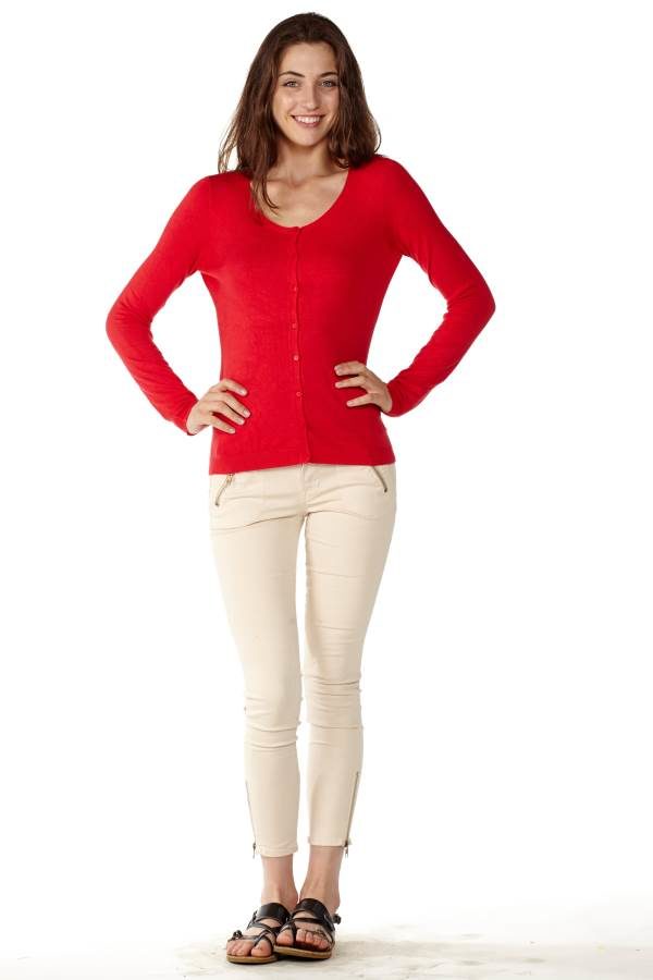Women's Red Knit Cardigan