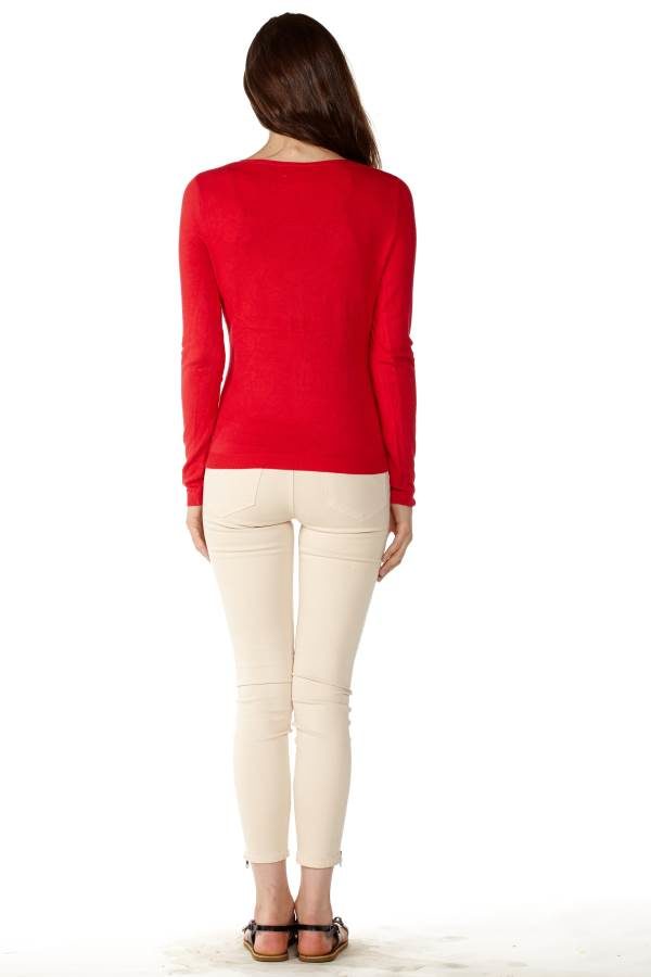 Women's Red Knit Cardigan