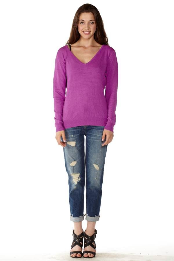 Purple V-Neck Sweater