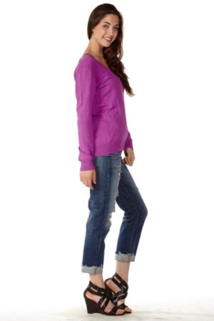 Purple V-Neck Sweater
